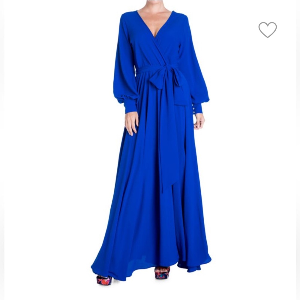 Meghan LA Blue long sleeve gown NWT